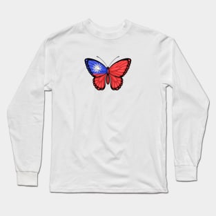 Taiwanese Flag Butterfly Long Sleeve T-Shirt